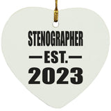 Stenographer Established EST. 2023 - Heart Ornament