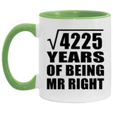 65th Anniversary Square Root of 4225 Years of Being Mr Right - 11oz Accent Mug Green