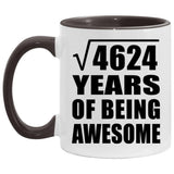 68th Birthday Square Root of 4624 Years of Being Awesome - 11oz Accent Mug Black