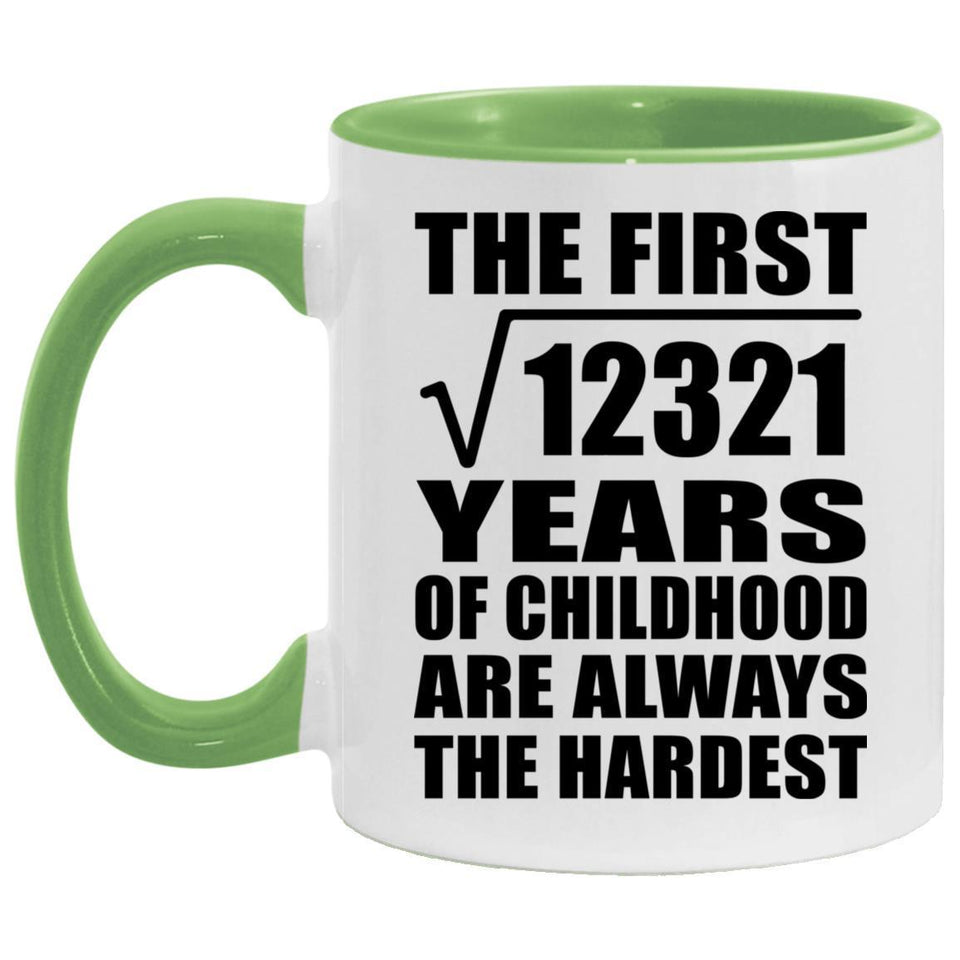 111th Birthday Square Root of 12321 Years of Childhood - 11oz Accent Mug Green