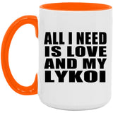 All I Need Is Love And My Lykoi - 15oz Accent Mug Orange