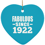 102nd Birthday Fabulous Since 1922 - Heart Ornament