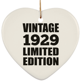 95th Birthday Vintage 1929 Limited Edition - Heart Ornament