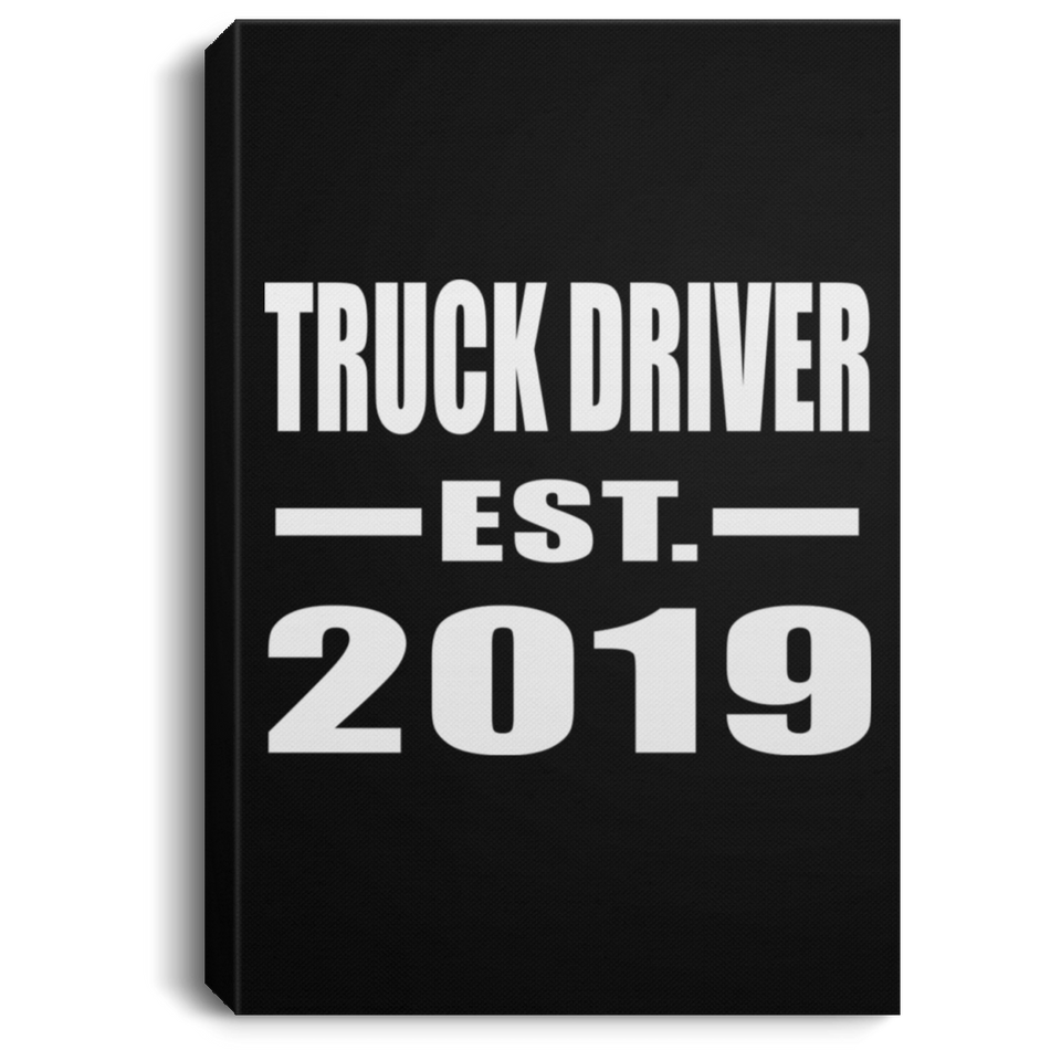 Truck Driver Established EST. 2019 - Canvas Portrait