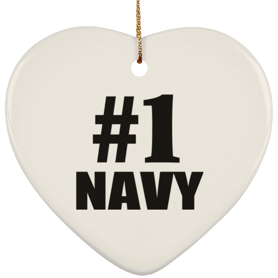 Number One #1 Navy - Heart Ornament