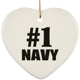 Number One #1 Navy - Heart Ornament