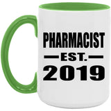 Pharmacist Established EST. 2019 - 15oz Accent Mug Green