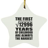 114th Birthday Square Root of 12996 Years of Childhood - Star Ornament