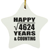Happy 68th Anniversary Square Root of 4624 Years & Counting - Star Ornament
