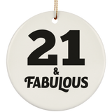 21st Birthday 21 & Fabulous - Circle Ornament