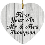 First Year As Mr & Mrs Thompson - Heart Ornament F