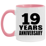 19th Anniversary 19 Years - 11oz Accent Mug Pink