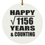 Happy 34th Anniversary Square Root of 1156 Years & Counting - Circle Ornament