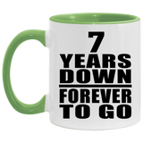 7th Anniversary 7 Years Down Forever to Go - 11oz Accent Mug Green