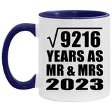 96th Anniversary Square Root of 9216 Years As Mr & Mrs 2023 - 11oz Accent Mug Purple