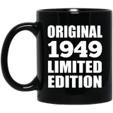 75th Birthday Original 1949 Limited Edition - 11oz Coffee Mug Black