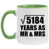 72nd Anniversary Square Root of 5184 Years As Mr & Mrs - 11oz Accent Mug Green