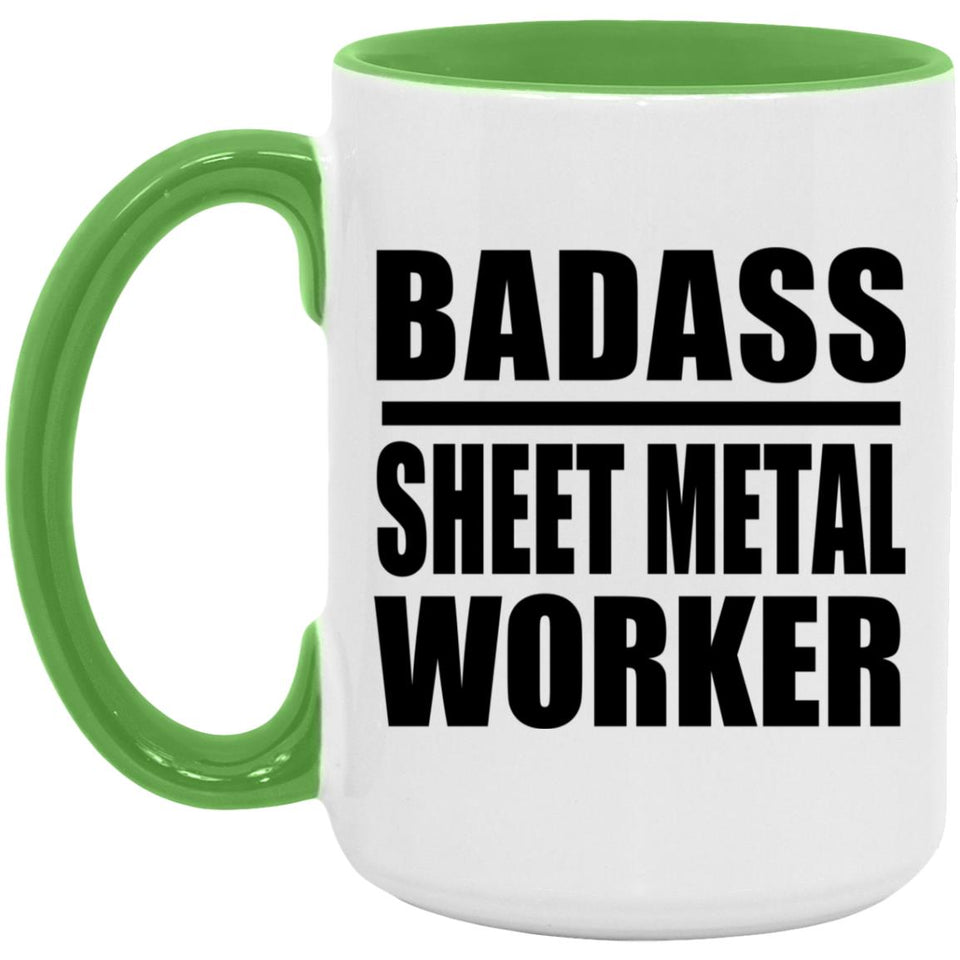 Badass Sheet Metal Worker - 15oz Accent Mug Green
