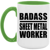 Badass Sheet Metal Worker - 15oz Accent Mug Green
