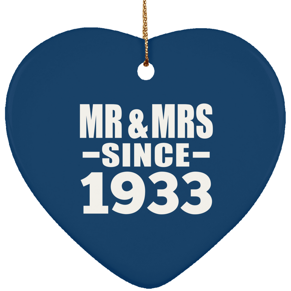 91st Anniversary Mr & Mrs Since 1933 - Heart Ornament