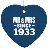 91st Anniversary Mr & Mrs Since 1933 - Heart Ornament