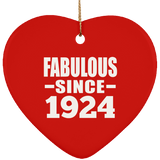 100th Birthday Fabulous Since 1924 - Heart Ornament