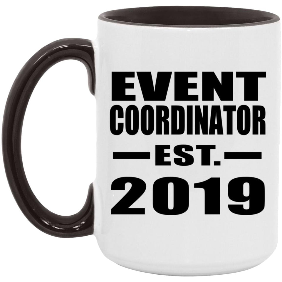 Event Coordinator Established EST. 2019 - 15oz Accent Mug Black