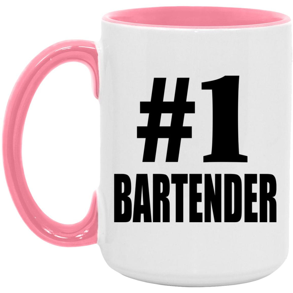 Number One #1 Bartender - 15oz Accent Mug Pink