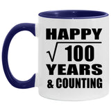 Happy 10th Anniversary Square Root of 100 Years & Counting - 11oz Accent Mug Purple