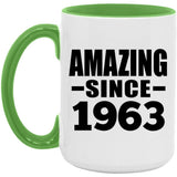 61st Birthday Amazing Since 1963 - 15oz Accent Mug Green