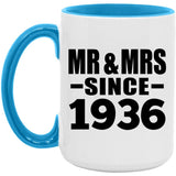 88th Anniversary Mr & Mrs Since 1936 - 15oz Accent Mug Blue