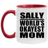 Sally World's Okayest Mom - 11oz Accent Mug Red