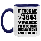62nd Birthday Took Square Root of 3844 Years To Awesome - 11oz Accent Mug Purple