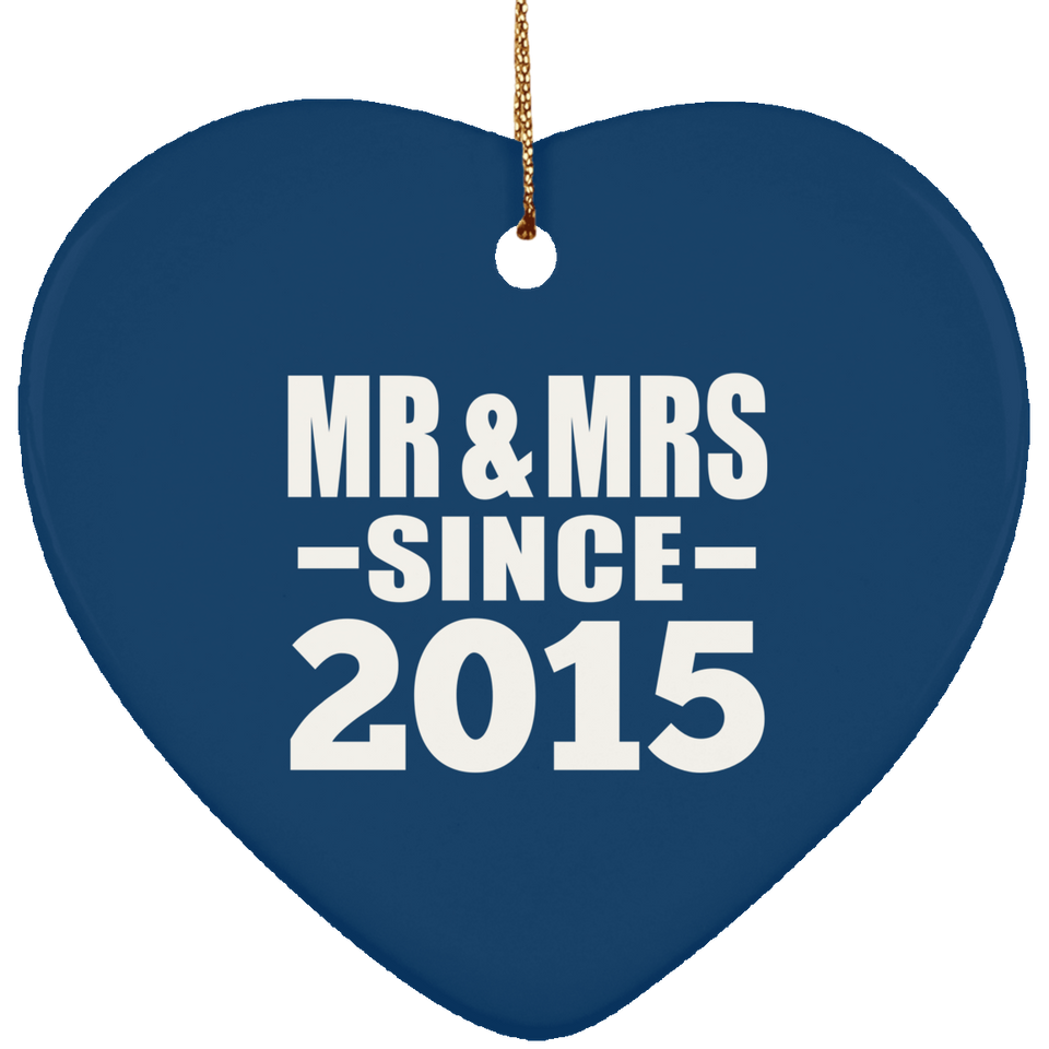 9th Anniversary Mr & Mrs Since 2015 - Heart Ornament
