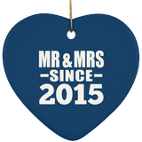 9th Anniversary Mr & Mrs Since 2015 - Heart Ornament