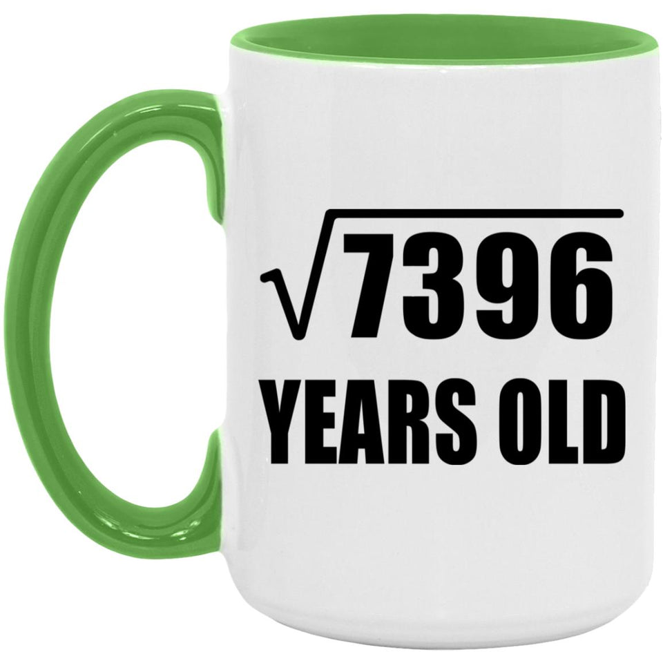 86th Birthday Square Root of 7396 Years Old - 15oz Accent Mug Green