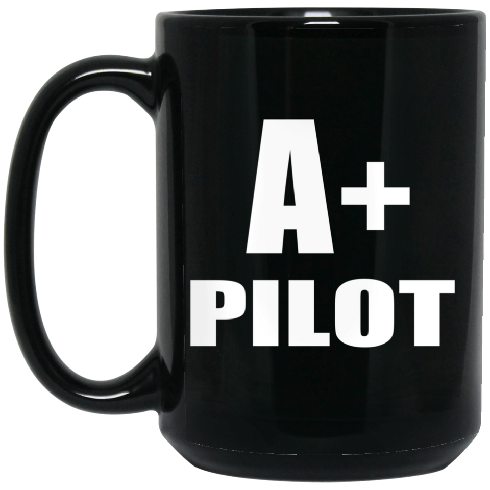 A+ Pilot - 15oz Coffee Mug Black