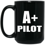 A+ Pilot - 15oz Coffee Mug Black