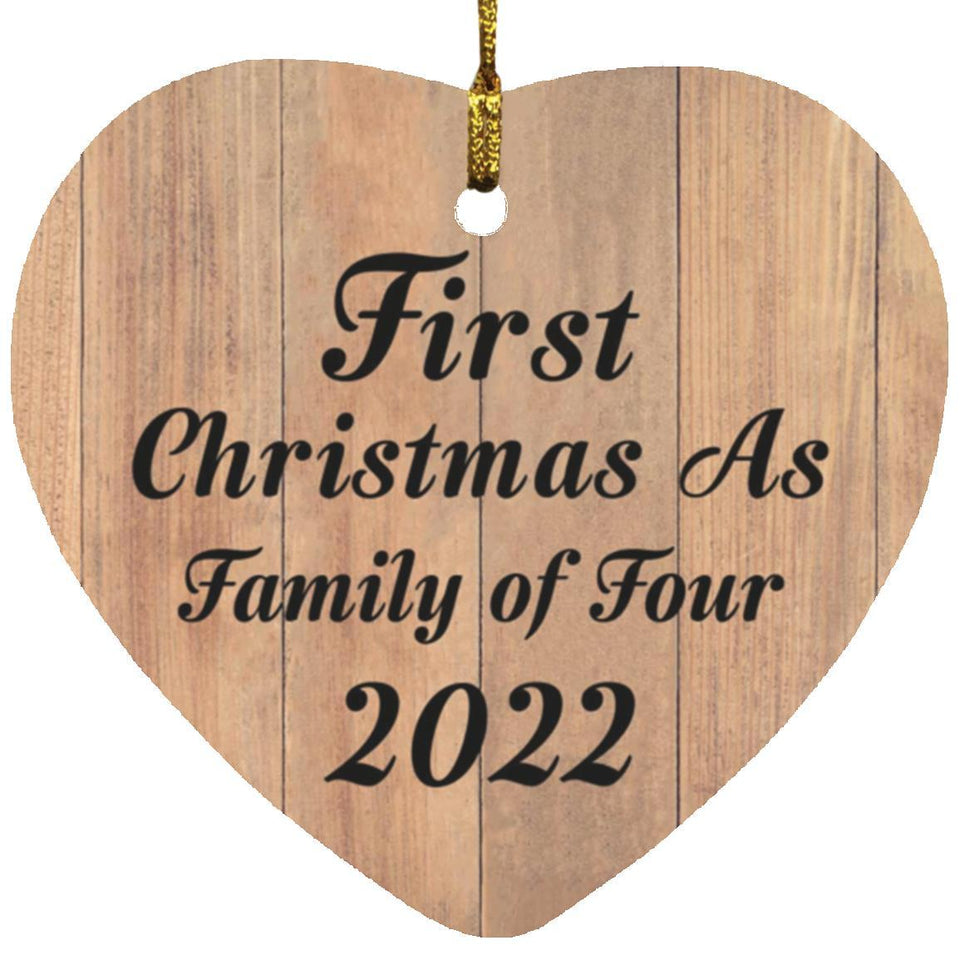 First Christmas As Family Of Four 2022 - Heart Ornament C