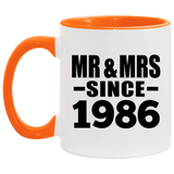 38th Anniversary Mr & Mrs Since 1986 - 11oz Accent Mug Orange