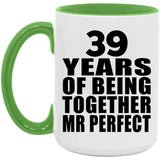 39th Anniversary 39 Years Of Being Mr Perfect - 15oz Accent Mug Green