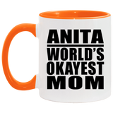 Anita World's Okayest Mom - 11oz Accent Mug Orange