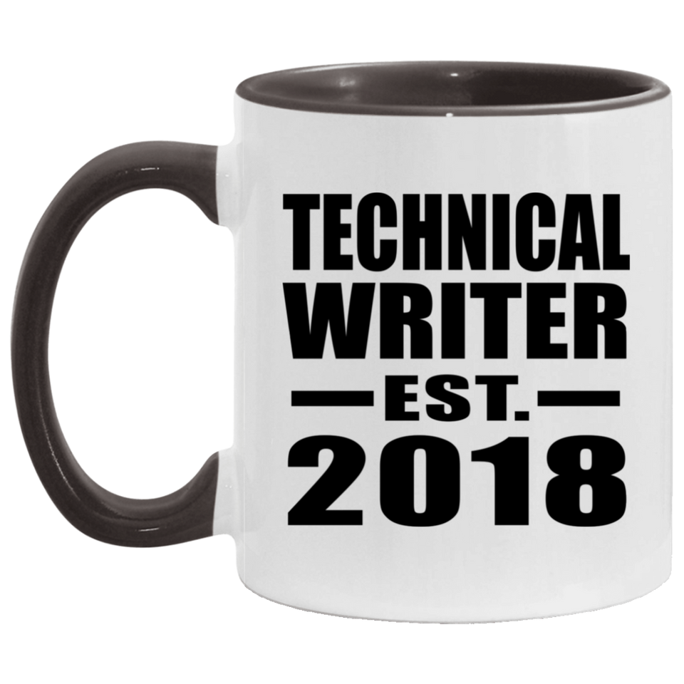 Technical Writer Established EST. 2018 - 11oz Accent Mug Black