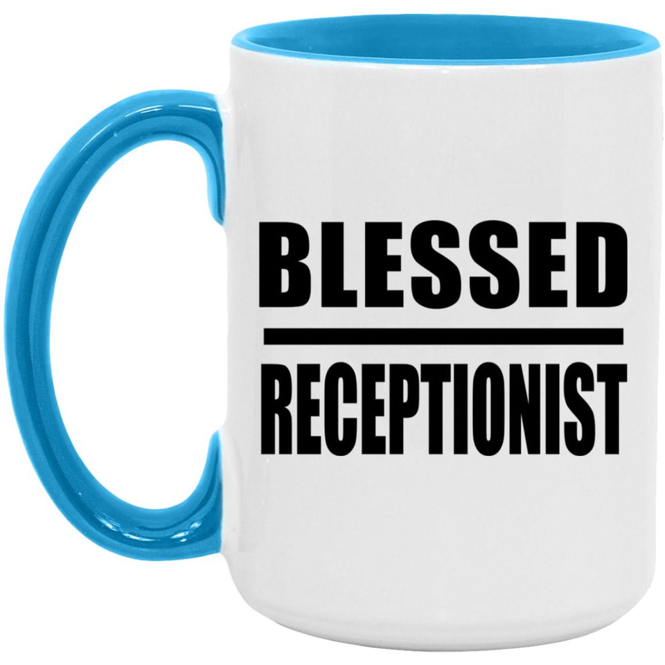 Blessed Receptionist - 15oz Accent Mug Blue
