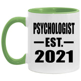 Psychologist Established EST. 2021 - 11oz Accent Mug Green