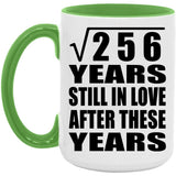 16th Anniversary Square Root of 256 Years Still In Love - 15oz Accent Mug Green