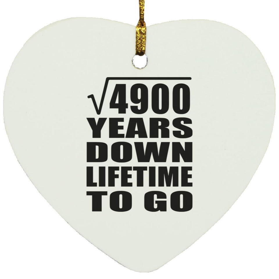 70th Anniversary Square Root of 4900 Years Lifetime To Go - Heart Ornament