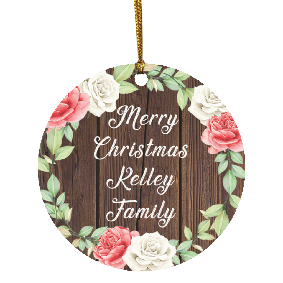 Merry Christmas Kelley Family - Circle Ornament A