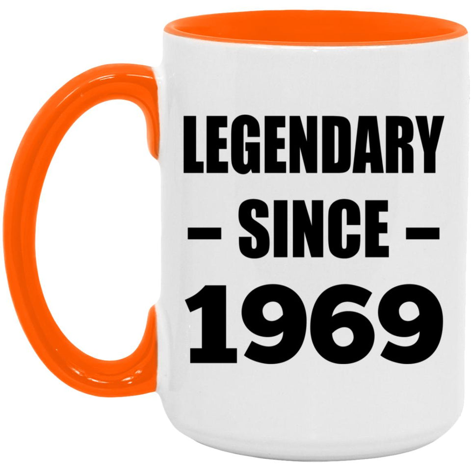55th Birthday Legendary Since 1969 - 15oz Accent Mug Orange