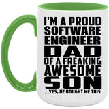 Proud Software Engineer Dad Of Awesome Son - 15oz Accent Mug Green